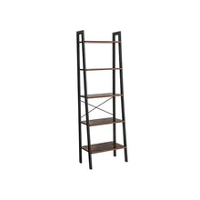 Load image into Gallery viewer, 5 Tiers A-shaped Ladder Storage Shelf, Rustic, Brown
