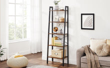 Load image into Gallery viewer, 5 Tiers A-shaped Ladder Storage Shelf, Rustic, Brown
