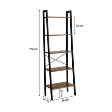 Load image into Gallery viewer, 5 Tiers A-shaped Ladder Storage Shelf, Rustic, Brown
