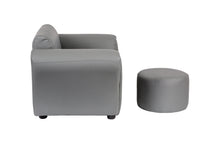 Load image into Gallery viewer, Kids Grey Couch Sofa Chair w/ Footstool in PU Leather

