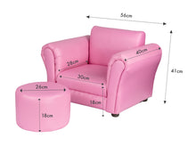 Load image into Gallery viewer, Kids Pink Couch Sofa Chair w/ Footstool in PU Leather
