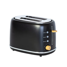 Load image into Gallery viewer, 1.7L Kitchen Kettle and 2-Slice Bread Toaster Set in Black with Wood Accents

