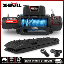 Load image into Gallery viewer, X-BULL 12000LB Electric Winch 12V synthetic rope 4WD with Recovery Tracks Gen3.0 Black
