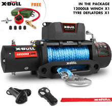 Load image into Gallery viewer, X-BULL 12V Electric Winch 12000LBS synthetic rope 4wd Jeep with Tire Deflator
