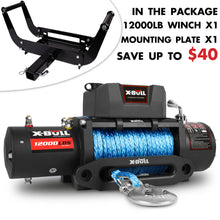Load image into Gallery viewer, X-BULL 4x4 Electric Winch 12V 12000LBS synthetic rope 4WD Car with winch mounting plate

