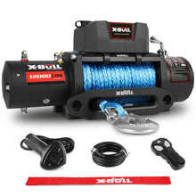 Load image into Gallery viewer, X-BULL 12000LBS Electric Winch 12V 4x4 synthetic rope 4WD Car with winch mounting plate
