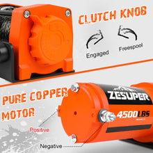 Load image into Gallery viewer, ZESUPER 12V Electric Winch 4500lb Synthetic Rope Boat Winch ATV Winch Trailer Winch 4WD
