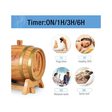 Load image into Gallery viewer, Essential Oil Aroma Diffuser - 350ml Barrel Wood Ultrasonic Air Mist Humidifier
