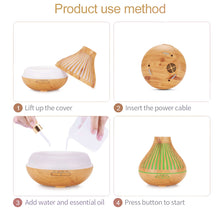 Load image into Gallery viewer, Essential Oil Aroma Diffuser and Remote - 500ml Flat Top Wood Mist Humidifier
