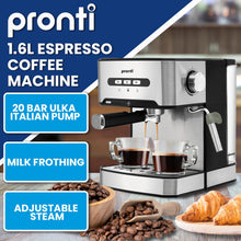 Load image into Gallery viewer, Pronti 1.6L Automatic Coffee Espresso Machine with Steam Frother
