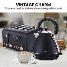 Load image into Gallery viewer, Pronti Rose Trim Collection Toaster &amp; Kettle Bundle - Black
