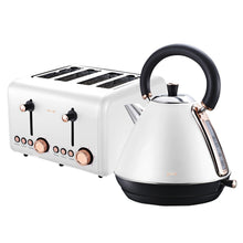 Load image into Gallery viewer, Pronti Rose Trim Collection Toaster &amp; Kettle Bundle - White
