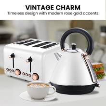 Load image into Gallery viewer, Pronti Rose Trim Collection Toaster &amp; Kettle Bundle - White

