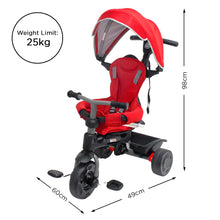 Load image into Gallery viewer, Veebee Explorer 3-stage Kids Trike With Canopy - Red

