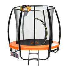 Load image into Gallery viewer, Kahuna Classic 6ft Outdoor Round Orange Trampoline Safety Enclosure And Basketball Hoop Set
