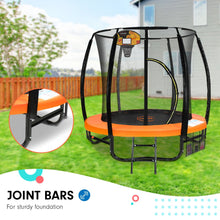 Load image into Gallery viewer, Kahuna Classic 6ft Outdoor Round Orange Trampoline Safety Enclosure And Basketball Hoop Set
