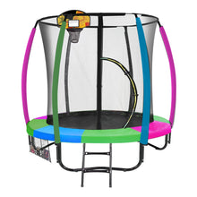 Load image into Gallery viewer, Kahuna Classic 6ft Trampoline Free Ladder Spring Mat Net Safety Pad Cover Round Enclosure Basketball Set - Rainbow
