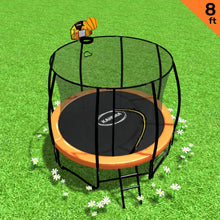 Load image into Gallery viewer, Kahuna 8ft Outdoor Orange Trampoline For Kids And Children Suited For Fitness Exercise Gymnastics With Safety Enclosure Basketball Hoop Set
