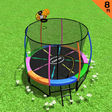 Load image into Gallery viewer, Kahuna 8ft Outdoor Trampoline Kids Children With Safety Enclosure Mat Pad Net Ladder Basketball Hoop Set - Rainbow
