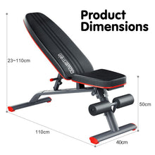 Load image into Gallery viewer, Powertrain Home Gym Bench Adjustable Flat Incline Decline FID 250KG Load
