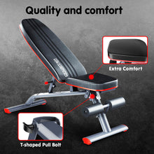 Load image into Gallery viewer, Powertrain Home Gym Bench Adjustable Flat Incline Decline FID 250KG Load
