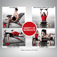 Load image into Gallery viewer, Powertrain Adjustable FID Home Gym Bench with Preacher Curl Pad
