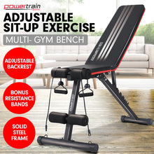 Load image into Gallery viewer, Powertrain Adjustable Incline Decline Exercise Bench Resistance Bands
