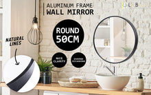 Load image into Gallery viewer, La Bella Black Wall Mirror Round Aluminum Frame Makeup Decor Bathroom Vanity 50cm
