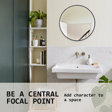 Load image into Gallery viewer, La Bella Black Wall Mirror Round Aluminum Frame Makeup Decor Bathroom Vanity 50cm
