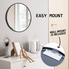 Load image into Gallery viewer, La Bella Black Wall Mirror Round Aluminum Frame Makeup Decor Bathroom Vanity 50cm
