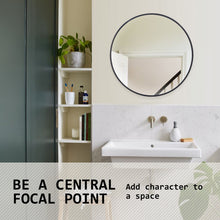 Load image into Gallery viewer, La Bella Black Wall Mirror Round Aluminum Frame Makeup Decor Bathroom Vanity 60cm
