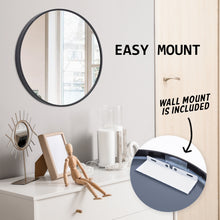 Load image into Gallery viewer, La Bella Black Wall Mirror Round Aluminum Frame Makeup Decor Bathroom Vanity 60cm
