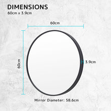 Load image into Gallery viewer, La Bella Black Wall Mirror Round Aluminum Frame Makeup Decor Bathroom Vanity 60cm
