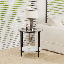 Load image into Gallery viewer, Interior Ave - Cosmopolitan Two Tier Mix Side Table - Marble &amp; Glass
