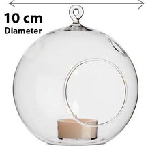 Load image into Gallery viewer, 50 Wholesale Lot of Hanging Clear Glass Ball Tealight Candle Holder  - 10cm Diameter / High - Wedding Globe Decoration Terrarium Succulent Plant Mini Garden Holder Decor Craft Gift
