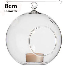 Load image into Gallery viewer, 50 x Wholesale Lot of Hanging Clear Glass Ball Tealight Candle Holder  - 8cm Diameter / High - Wedding Globe Decoration Terrarium Succulent Plant Mini Garden Holder Decor Craft Gift
