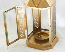 Load image into Gallery viewer, 10 Pack of Gold Metal Miners Lantern Summer Xmas Wedding Home Party Room Balconey Deck Decoration 21cm Tealight Candle

