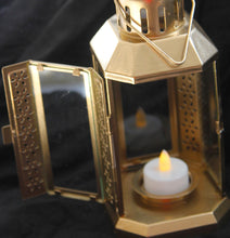 Load image into Gallery viewer, 10 Pack of Gold Metal Miners Lantern Summer Xmas Wedding Home Party Room Balconey Deck Decoration 21cm Tealight Candle
