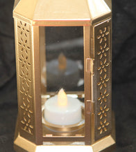 Load image into Gallery viewer, 10 Pack of Gold Metal Miners Lantern Summer Xmas Wedding Home Party Room Balconey Deck Decoration 21cm Tealight Candle
