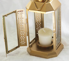 Load image into Gallery viewer, 10 Pack of Gold Metal Miners Lantern Summer Xmas Wedding Home Party Room Balconey Deck Decoration 21cm Tealight Candle
