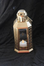 Load image into Gallery viewer, 10 Pack of Gold Metal Miners Lantern Summer Xmas Wedding Home Party Room Balconey Deck Decoration 21cm Tealight Candle
