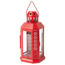Load image into Gallery viewer, 10 Pack of Red Metal Miners Lantern Summer Xmas Wedding Home Party Room Balconey Deck Decoration 21cm Tealight Candle
