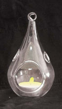 Load image into Gallery viewer, 10 Pack of Hanging Clear Glass Tealight Candle Holder Tear Drop Pear Shape - 12cm High - Terrarium Plant Mini Garden Holder Decor
