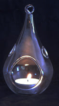 Load image into Gallery viewer, 10 Pack of Hanging Clear Glass Tealight Candle Holder Tear Drop Pear Shape - 12cm High - Terrarium Plant Mini Garden Holder Decor
