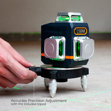 Load image into Gallery viewer, CIGMAN Laser Level Self Leveling 3x360° 3D Green Cross Line for Construction and Picture Hanging, Rechargeable battery, Remote Controller, Magnetic Rotating Stand Included
