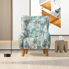 Load image into Gallery viewer, Armchair High back Lounge Accent Chair Designer Printed Fabric Upholstery with Wooden Leg
