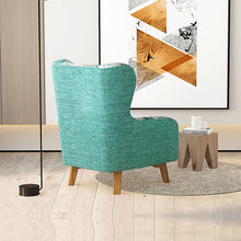Load image into Gallery viewer, Armchair High back Lounge Accent Chair Designer Printed Fabric Upholstery with Wooden Leg
