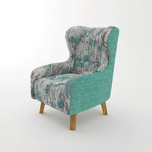 Load image into Gallery viewer, Armchair High back Lounge Accent Chair Designer Printed Fabric Upholstery with Wooden Leg
