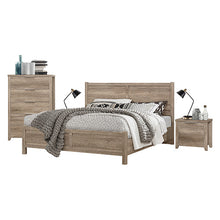 Load image into Gallery viewer, 4 Pieces Bedroom Suite Natural Wood Like MDF Structure Double Size Oak Colour Bed, Bedside Table &amp; Tallboy
