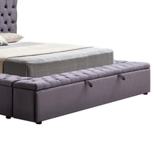 Load image into Gallery viewer, Queen Size Bedframe Velvet Upholstery Deep Grey Colour Tufted Headboard Deep Quilting
